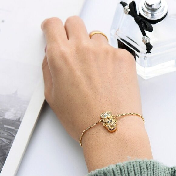 Bracelet for Grandma Nana Rose Gold Pave Cubic Zirconia Adjustable - Picture 2 of 4